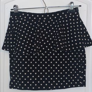 Black & White Polka Dotted Peplum Pencil Skirt